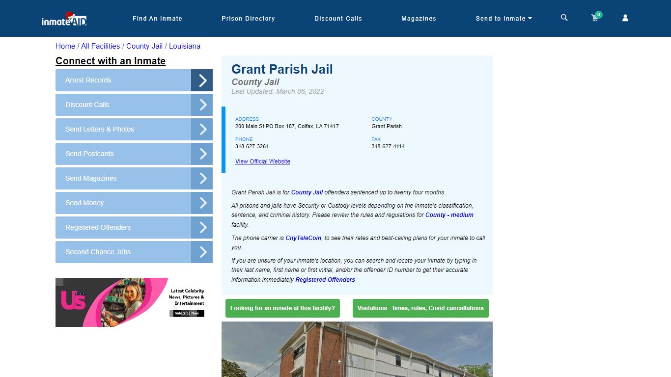 Grant Parish Jail - Inmate Locator - Colfax, LA